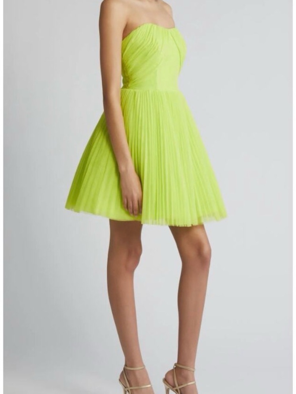 NEW Hutch Pleated Tulle Minidress neon